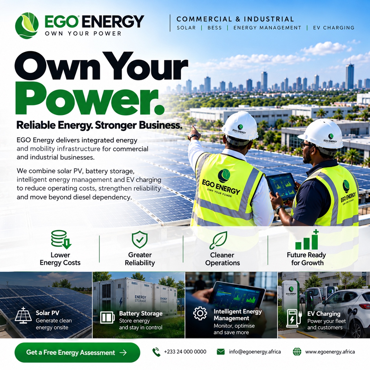 Solar panels with Solar PV service label